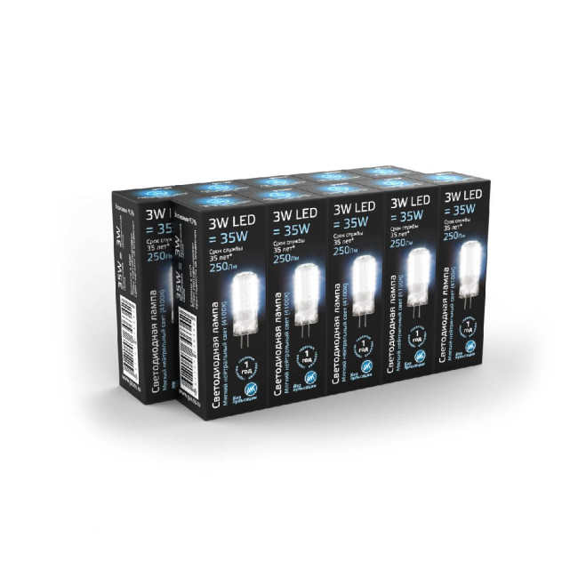 Лампа светодиодная Gauss G4 3W 4100K прозрачная 107707203 Лампа светодиодная Gauss G4 3W 4100K прозрачная 107707203