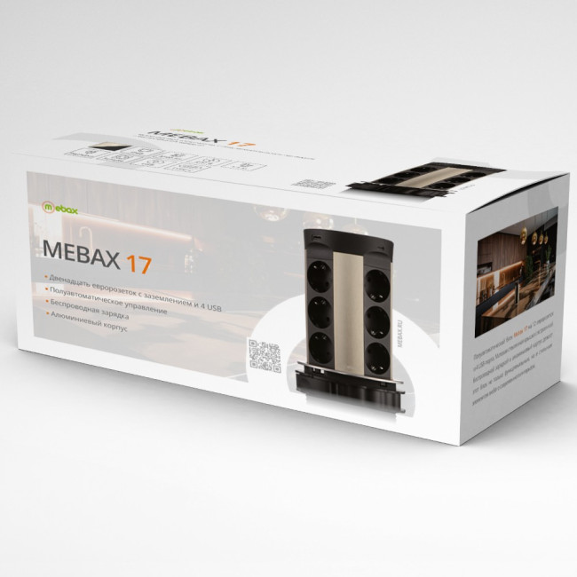 Блок розеток 17 (12 секций и USB type A+C) беспроводная зарядка Mebax 00-00002599