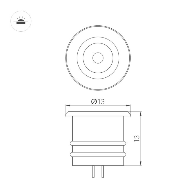 Мебельный светильник Arlight ART-PICCOLO-BUILT-R13-1W Day4000 (BK, 30 deg, 3V) (IP40 Металл) 062236