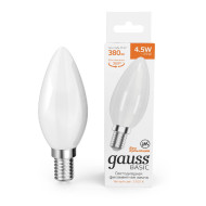 Светодиодная филаментная лампа Gauss Basic Filament E14 4,5W 2700K 1035115 Светодиодная филаментная лампа Gauss Basic Filament E14 4,5W 2700K 1035115