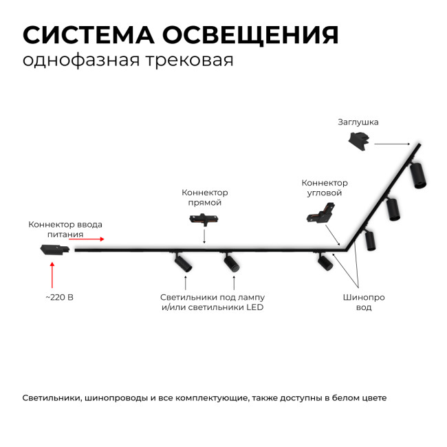 Трековый однофазный светильник Apeyron 25-02 Трековый однофазный светильник Apeyron 25-02