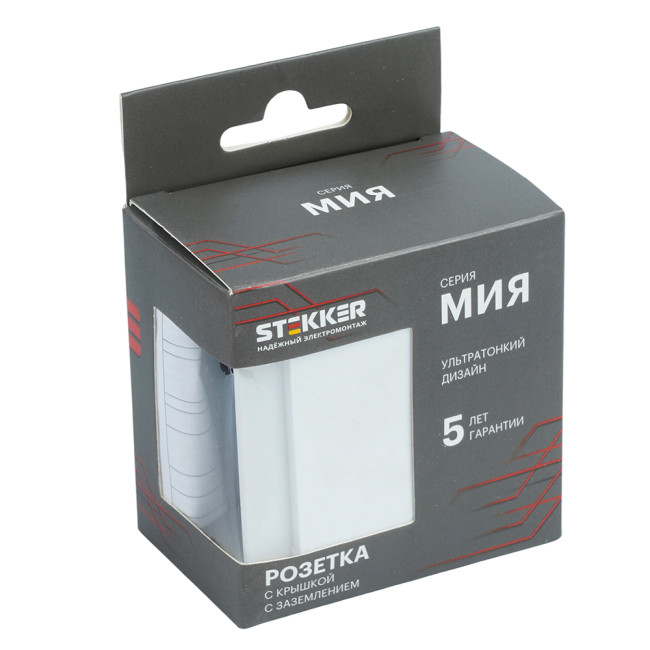 Розетка 1-местная Stekker 250В 16А Мия RST16-3112-01 50441 Розетка 1-местная Stekker 250В 16А Мия RST16-3112-01 50441