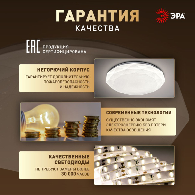 Потолочный светильник Эра Классик без ДУ SPB-6 WH 36W-4K Slim Sparkle Потолочный светильник Эра Классик без ДУ SPB-6 WH 36W-4K Slim Sparkle