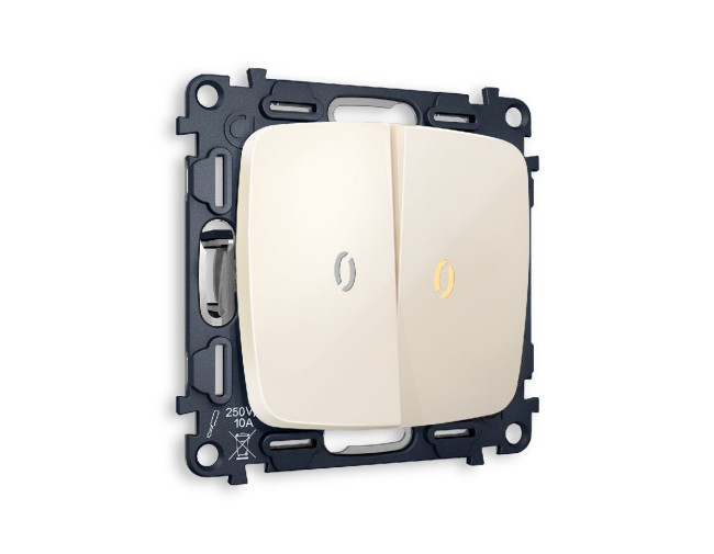 Комплект механизма 2-кл выключателя с подсветкой Ambrella Volt Omega MO304010 Комплект механизма 2-кл выключателя с подсветкой Ambrella Volt Omega MO304010