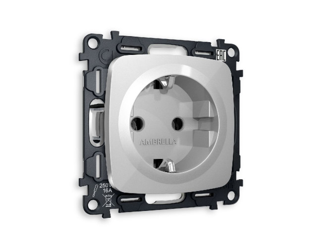 Комплект механизма розетки с/з на винтовых зажимах Ambrella Volt Omega MO406010 Комплект механизма розетки с/з на винтовых зажимах Ambrella Volt Omega MO406010