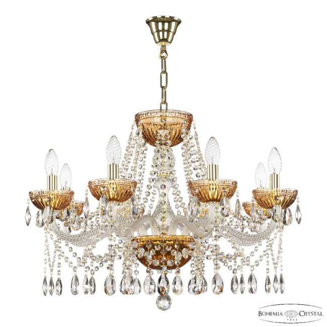 Подвесная люстра Bohemia Ivele Crystal 5413/8/240 G Amber/M-1G Подвесная люстра Bohemia Ivele Crystal 5413/8/240 G Amber/M-1G