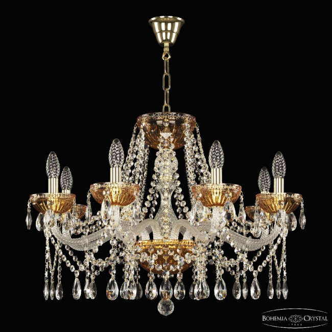 Подвесная люстра Bohemia Ivele Crystal 5413/8/240 G Amber/M-1G Подвесная люстра Bohemia Ivele Crystal 5413/8/240 G Amber/M-1G