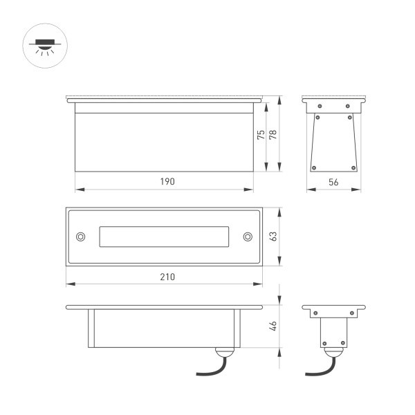 Ландшафтный светильник Arlight LTD-Line-Tilt-S210-8W Day4000 034827 Ландшафтный светильник Arlight LTD-Line-Tilt-S210-8W Day4000 034827