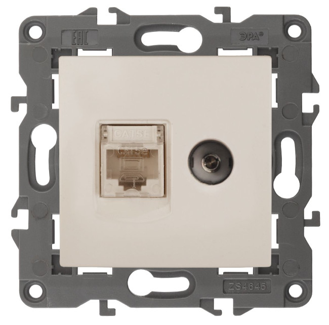 Розетка RJ45+TV Эра 14-3110-02 Б0034315 Розетка RJ45+TV Эра 14-3110-02 Б0034315
