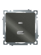 Розетка 2-местная USB + type C Stekker Катрин GLS10-7116-06 50052