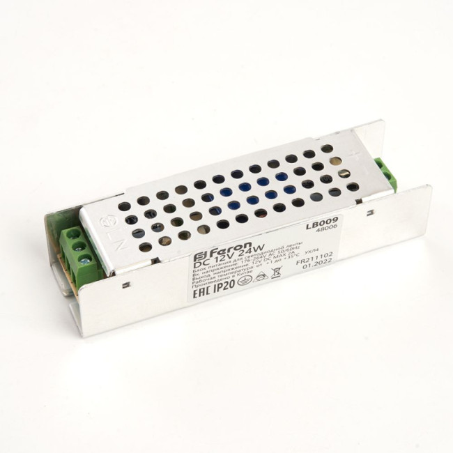 Трансформатор для светодиодной ленты Feron LB009 24Вт 12В IP20 48006 Трансформатор для светодиодной ленты Feron LB009 24Вт 12В IP20 48006