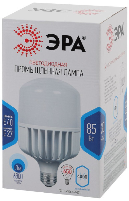 Лампа светодиодная Эра E27 85W 4000K LED POWER T140-85W-4000-E27/E40 Б0032087 Лампа светодиодная Эра E27 85W 4000K LED POWER T140-85W-4000-E27/E40 Б0032087