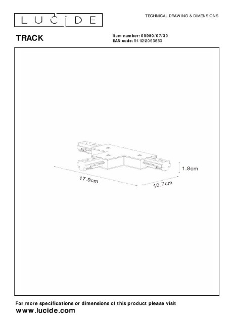 Коннектор Lucide Track 09950/07/30 Коннектор Lucide Track 09950/07/30