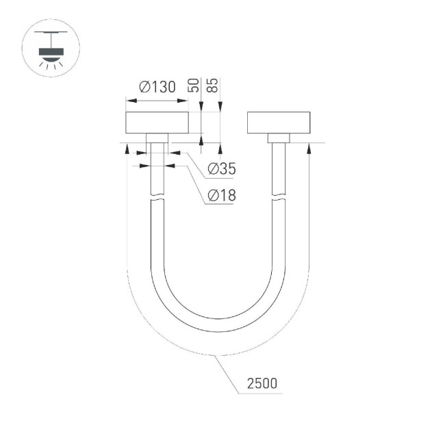 Подвесной светильник Arlight SP-TROPIC-SURFACE-R18-L2500-36W Warm3000 (GD, 360 deg, 230V) 043404 Подвесной светильник Arlight SP-TROPIC-SURFACE-R18-L2500-36W Warm3000 (GD, 360 deg, 230V) 043404