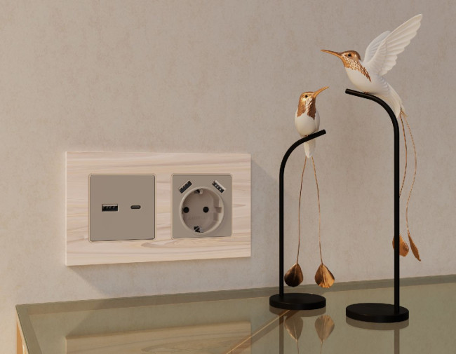 Лицевая панель для розетки 2USB A+C Ambrella Volt Alfa AP3710 Лицевая панель для розетки 2USB A+C Ambrella Volt Alfa AP3710