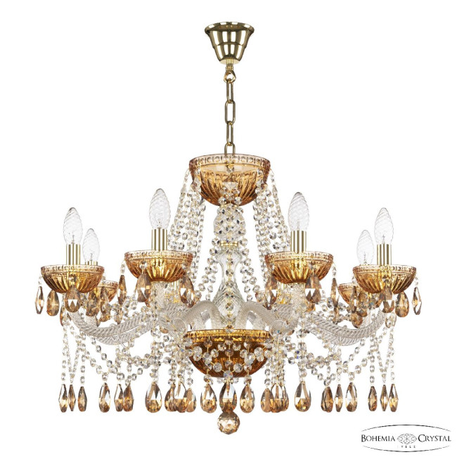 Подвесная люстра Bohemia Ivele Crystal 5413/8/240 G Amber/M-1G K721 Подвесная люстра Bohemia Ivele Crystal 5413/8/240 G Amber/M-1G K721