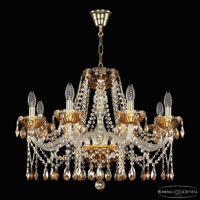 Подвесная люстра Bohemia Ivele Crystal 5413/8/240 G Amber/M-1G K721 Подвесная люстра Bohemia Ivele Crystal 5413/8/240 G Amber/M-1G K721