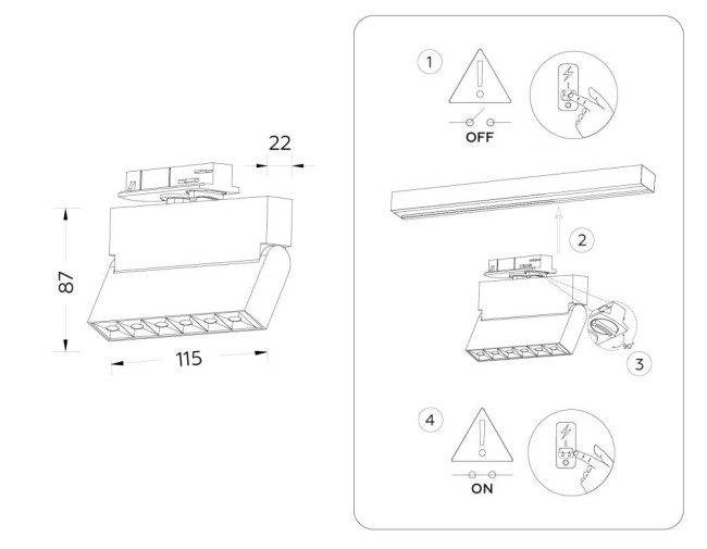 Трековый однофазный светильник Ambrella Light Track System GL6812
