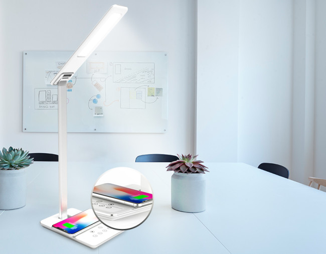 Настольная лампа с беспроводной зарядкой и USB портом Ambrella Light Desk DE581
