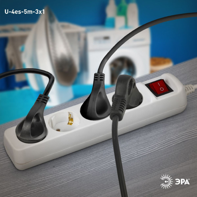 Удлинитель электрический Эра U-4es-5m-3x1 Б0028380 Удлинитель электрический Эра U-4es-5m-3x1 Б0028380
