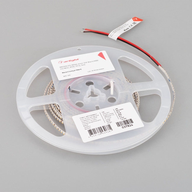 Светодиодная лента Arlight MICROLED-M266-4mm 24V Warm3000 (12 W/m, IP20, 2216, 5m) 037824
