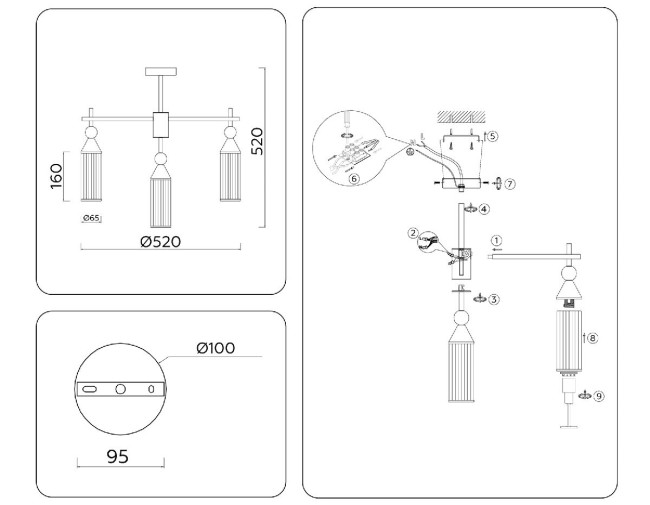 Люстра на штанге Ambrella Light High Light Heigh Light LH55256 Люстра на штанге Ambrella Light High Light Heigh Light LH55256