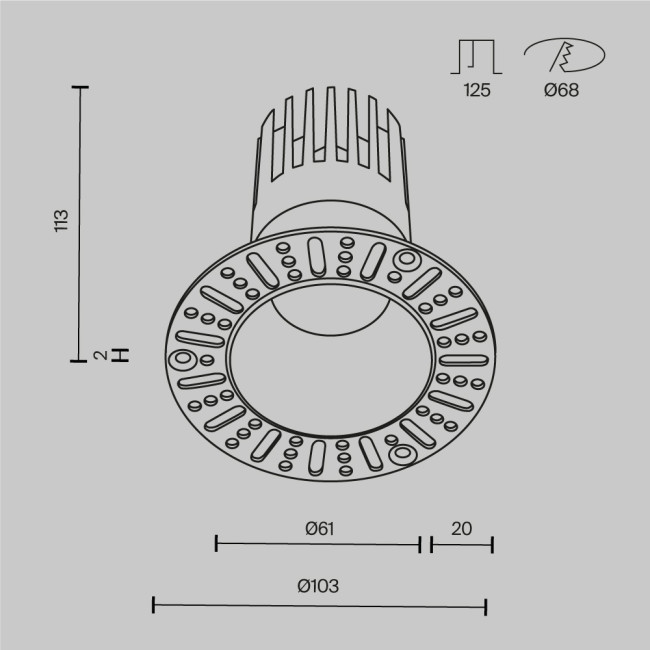 Встраиваемый светильник Maytoni Technical Dip DL122-15W-3K-TRS-B Встраиваемый светильник Maytoni Technical Dip DL122-15W-3K-TRS-B
