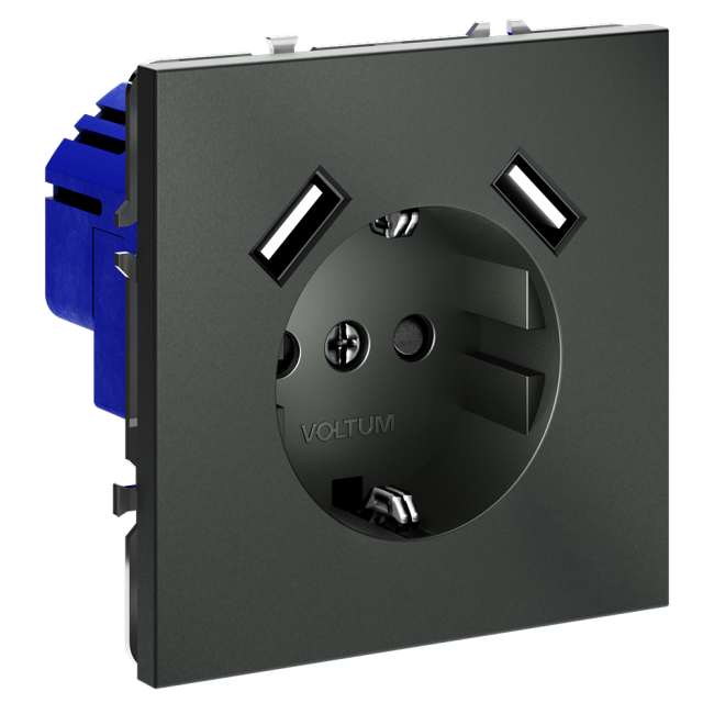 Розетка с USB, А+А Voltum S70 VLS040406 (титан) Розетка с USB, А+А Voltum S70 VLS040406 (титан)