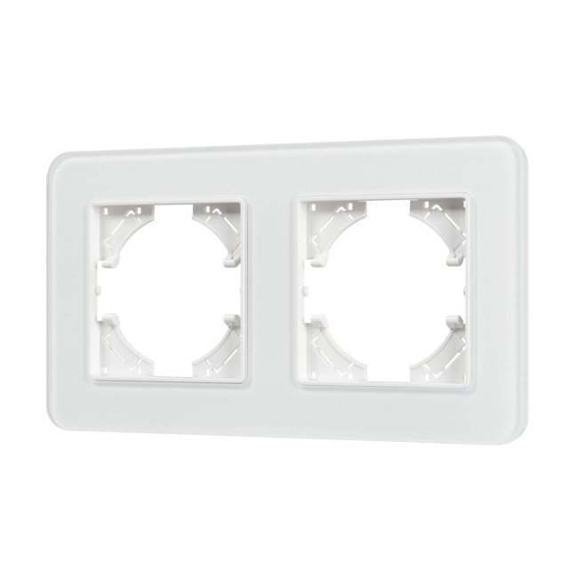 Рамка на 2 поста стеклянная Arlight FRM-OMALI-SFGS-2-WH 049708 Рамка на 2 поста стеклянная Arlight FRM-OMALI-SFGS-2-WH 049708