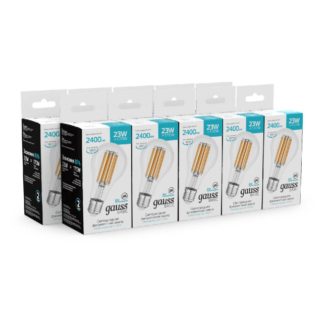 Светодиодная филаментная лампа Gauss Basic Filament E27 23W 4100K 40712232 Светодиодная филаментная лампа Gauss Basic Filament E27 23W 4100K 40712232