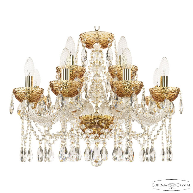 Подвесная люстра Bohemia Ivele Crystal 5413/8+4/200 G Amber/M-1F Подвесная люстра Bohemia Ivele Crystal 5413/8+4/200 G Amber/M-1F