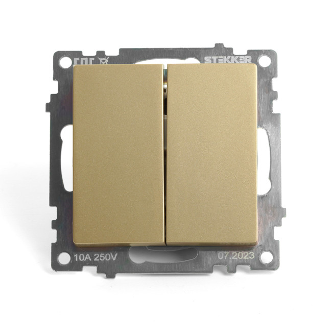 Переключатель 2-клавишный Stekker Катрин GLS10-7107-08 49220 Переключатель 2-клавишный Stekker Катрин GLS10-7107-08 49220