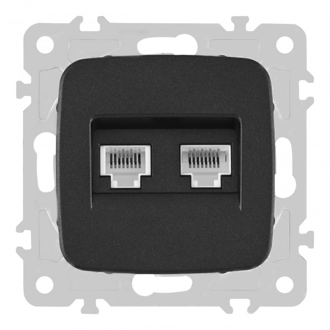Розетка телефонная RJ11 + компьютерная RJ45 Arte Milano 205.44-1.black