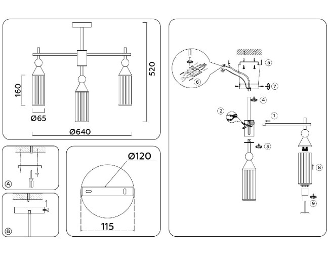 Люстра на штанге Ambrella Light High Light Heigh Light LH55257 Люстра на штанге Ambrella Light High Light Heigh Light LH55257