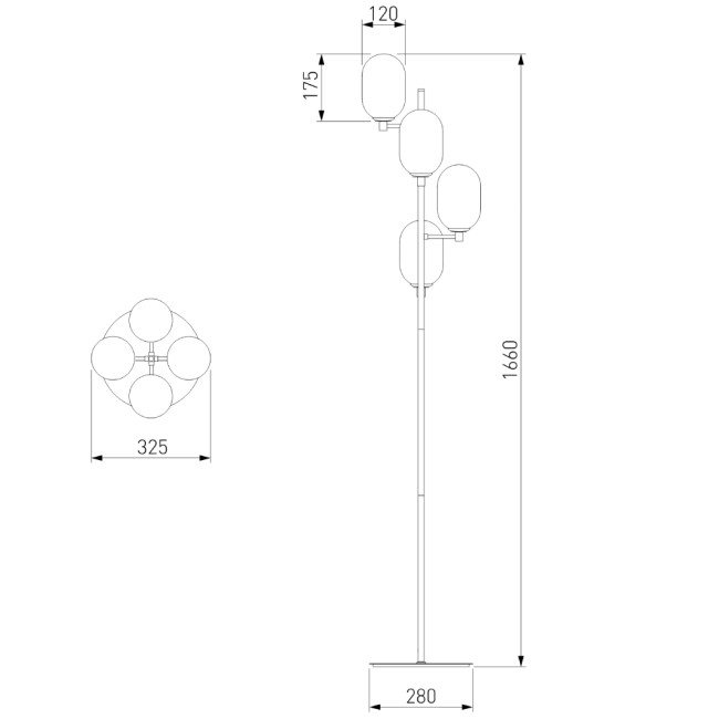 Торшер Eurosvet Loona 01161/4 латунь a065617 Торшер Eurosvet Loona 01161/4 латунь a065617