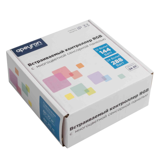 Контроллер RGB Apeyron 12В 144Вт встраиваемый с сенсорной панелью 04-09 Контроллер RGB Apeyron 12В 144Вт встраиваемый с сенсорной панелью 04-09
