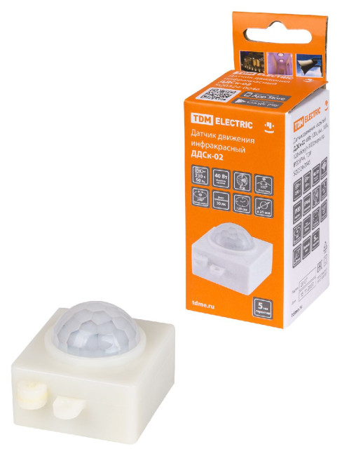 Датчик движения инфракрасный TDM Electric ДДСк-02 SQ0324-0046 Датчик движения инфракрасный TDM Electric ДДСк-02 SQ0324-0046