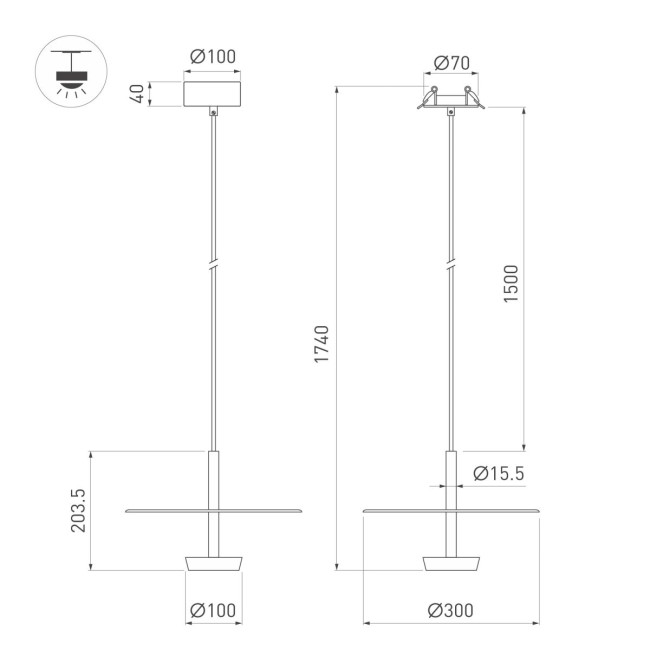 Подвесной светильник Arlight  SP-CAMPANA-HANG-D300-9W Warm3000 (BK, 130 deg, 230V) (IP20 Металл) 059595