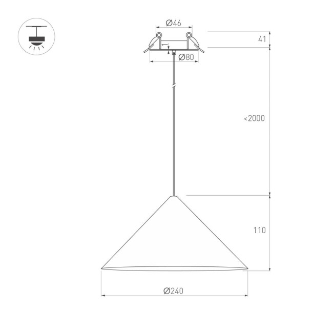Подвесной светильник Arlight SP-MAKOTO-R240-10W Warm2700 (BK, 36 deg, 230V, TRIAC) 057209