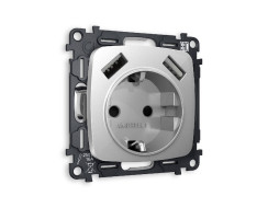 Комплект механизма розетки 2USB A+A 18W (быстрая зарядка) с/з Ambrella Volt Omega MO409010