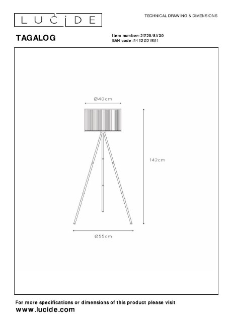 Торшер Lucide Tagalog 21729/81/30 Торшер Lucide Tagalog 21729/81/30