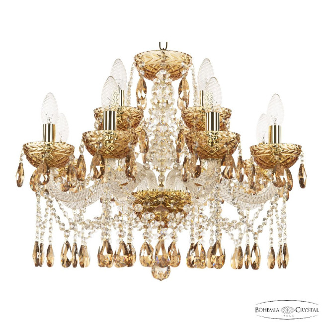 Подвесная люстра Bohemia Ivele Crystal 5413/8+4/200 G Amber/M-1F K777 Подвесная люстра Bohemia Ivele Crystal 5413/8+4/200 G Amber/M-1F K777