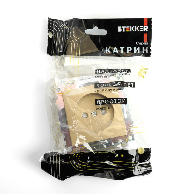 Розетка 1-местная б/з с защитной шторкой Stekker Катрин GLS10-7109-08 49223 Розетка 1-местная б/з с защитной шторкой Stekker Катрин GLS10-7109-08 49223