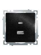 Розетка 2-местная USB + type C Stekker Катрин GLS10-7116-05 50055
