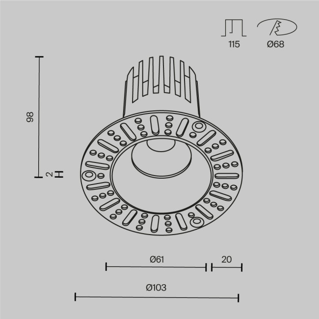 Встраиваемый светильник Maytoni Technical Dip DL121-15W-3K-TRS-B