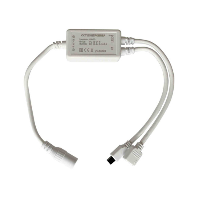 Контроллер для двухцветной светодиодной лентой Apeyron 12-24В 72Вт 2*3A/канал, IP20 пульт, DC-коннектор для входа, 4-игольчатый коннектор для выхода 04-30 Контроллер для двухцветной светодиодной лентой Apeyron 12-24В 72Вт 2*3A/канал, IP20 пульт, DC-коннектор для входа, 4-игольчатый коннектор для выхода 04-30