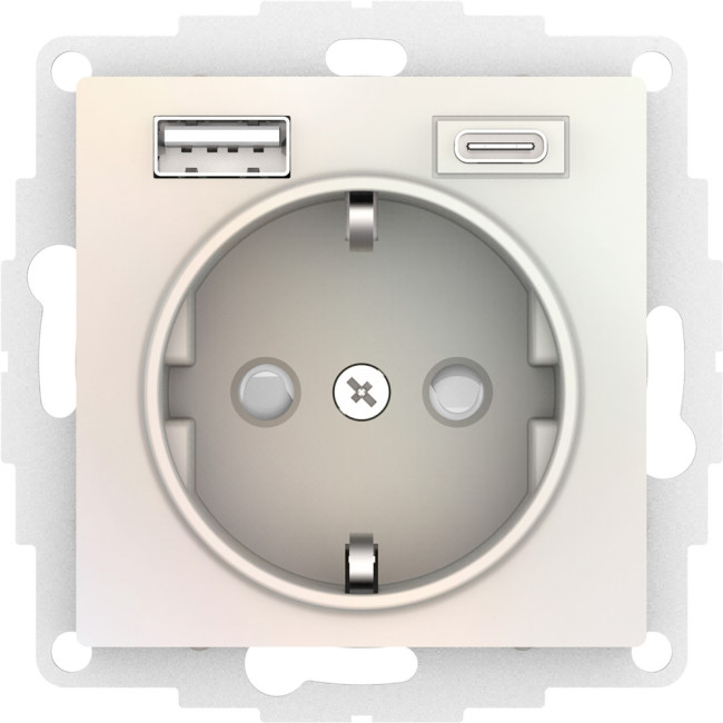 Розетка 16А с USB A+C (5В/2,4А/3 А, 2х5В/1,5А), мех Systeme Electric AtlasDesign Жемчуг ATN000432 Розетка 16А с USB A+C (5В/2,4А/3 А, 2х5В/1,5А), мех Systeme Electric AtlasDesign Жемчуг ATN000432