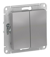 Выключатель 2-клавишный, IP44, сх.5, 10АХ, механизм Systeme Electric AtlasDesign Aqua Алюминий ATN440351
