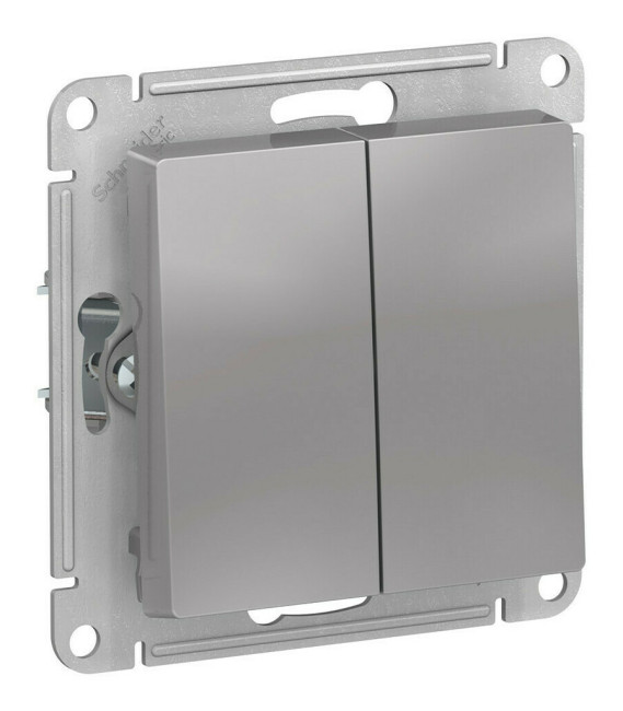 Выключатель 2-клавишный, IP44, сх.5, 10АХ, механизм Systeme Electric AtlasDesign Aqua Алюминий ATN440351 Выключатель 2-клавишный, IP44, сх.5, 10АХ, механизм Systeme Electric AtlasDesign Aqua Алюминий ATN440351
