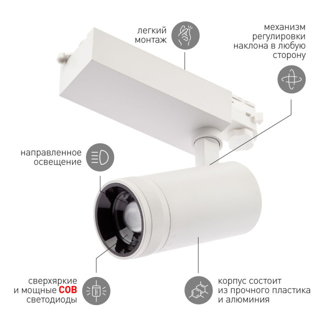 Трековый светильник ЭРА STR-30-99-40K-W20 Б0049784